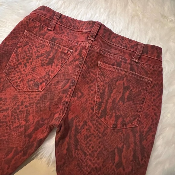 Current/Elliott Ankle Skinny Red Paprika Python Snake Animal Print Jeans, 26 - Picture 5 of 6